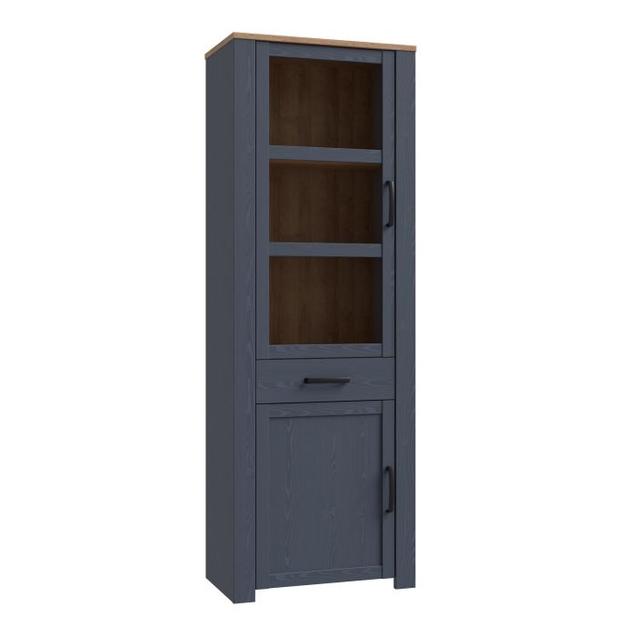 Bohol 2 Door 1 Drawer Narrow Display Cabinet in Riviera - NIXO Furniture.com