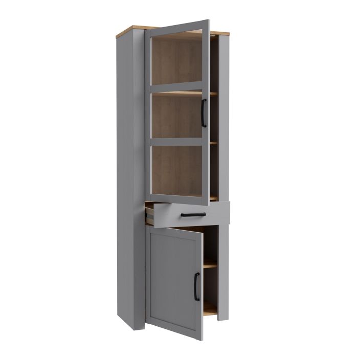 Bohol 2 Door 1 Drawer Narrow Display Cabinet in Riviera - NIXO Furniture.com