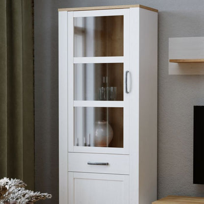 Bohol 2 Door 1 Drawer Narrow Display Cabinet in Riviera - NIXO Furniture.com