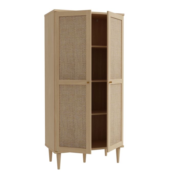 Calasetta 2 Door Display Cabinet in Rattan - NIXO Furniture.com