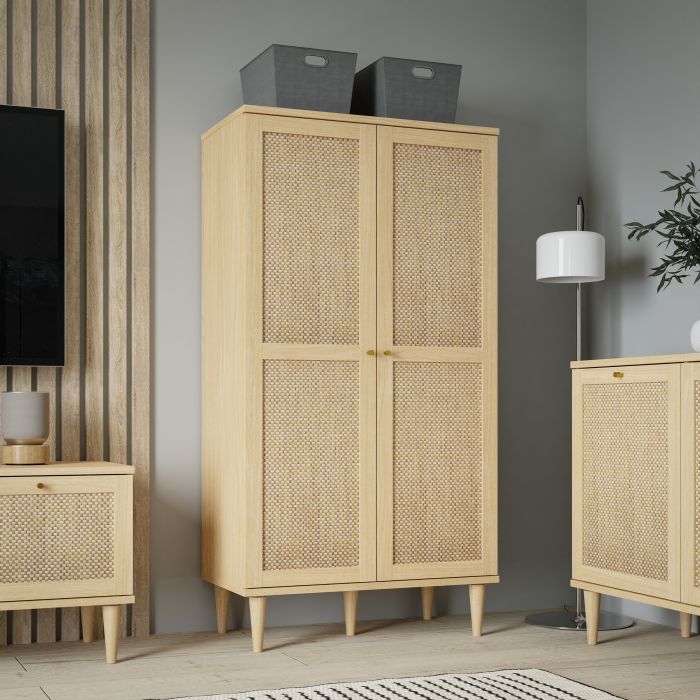 Calasetta 2 Door Display Cabinet in Rattan - NIXO Furniture.com