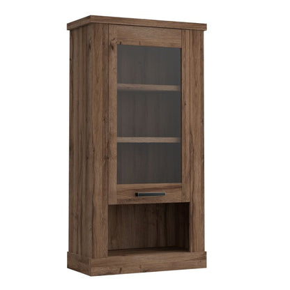 Corona 1 Door Wall Display Cabinet in Tabak Oak - NIXO Furniture.com