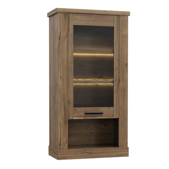 Corona 1 Door Wall Display Cabinet in Tabak Oak - NIXO Furniture.com