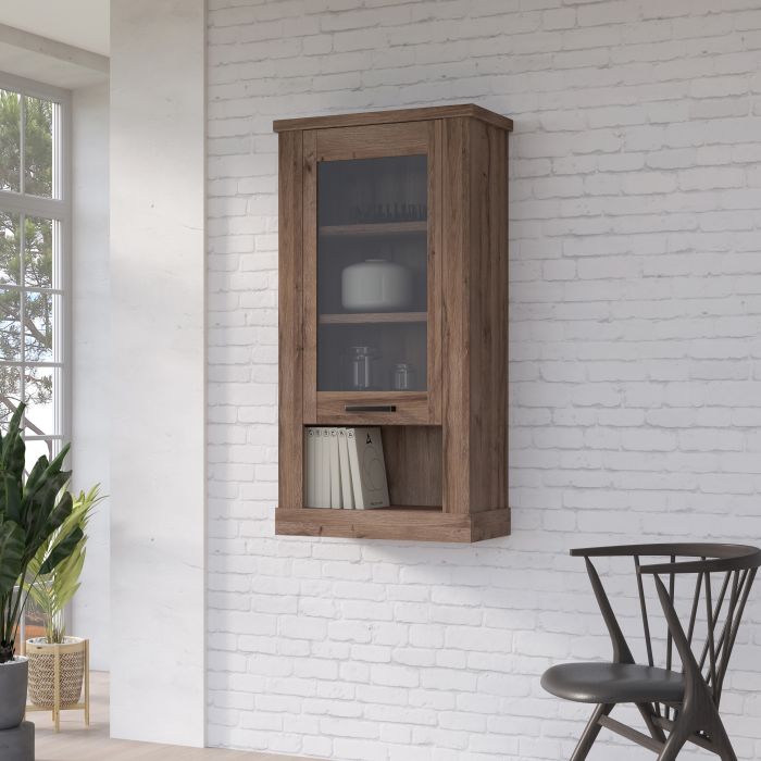 Corona 1 Door Wall Display Cabinet in Tabak Oak - NIXO Furniture.com