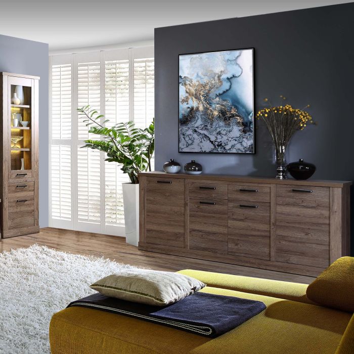 Corona 4 Door 2 Drawer Sideboard in Tabak Oak - NIXO Furniture.com