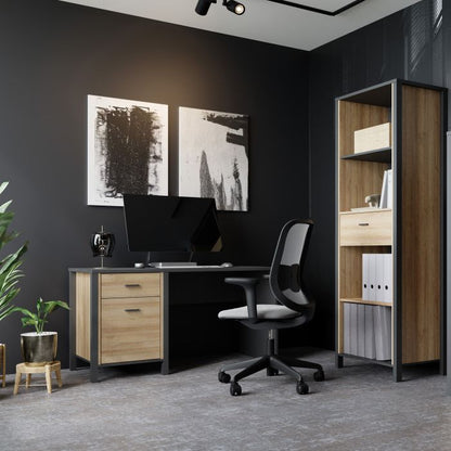 High Rock Desk in Matt Black/Riviera Oak - NIXO Furniture.com