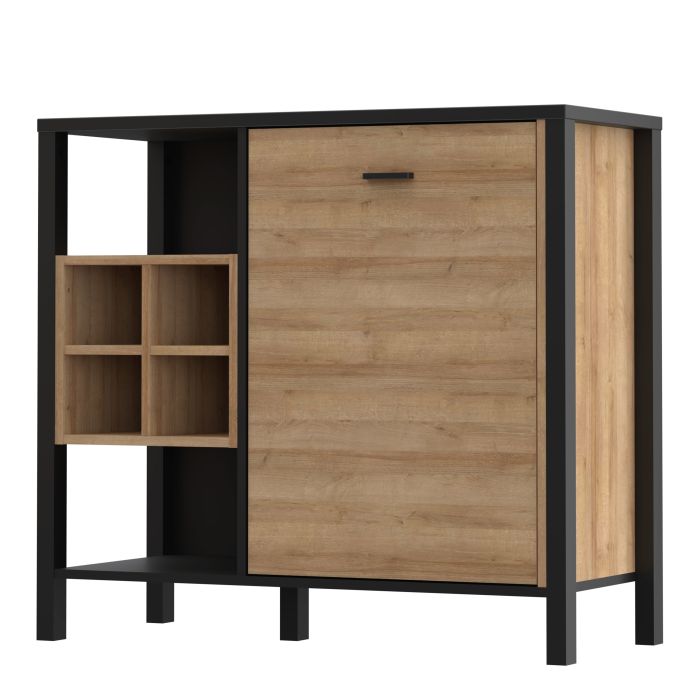 High Rock Storage/Display Chest in Matt Black/Riviera Oak - NIXO Furniture.com