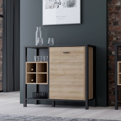 High Rock Storage/Display Chest in Matt Black/Riviera Oak - NIXO Furniture.com