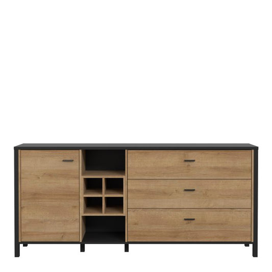 High Rock (Large) Sideboard in Matt Black/Riviera Oak - NIXO Furniture.com