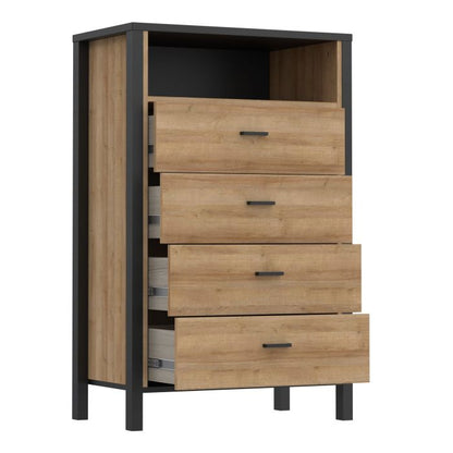 High Rock Chest of 4 Drawers in Matt Black/Riviera Oak - NIXO Furniture.com