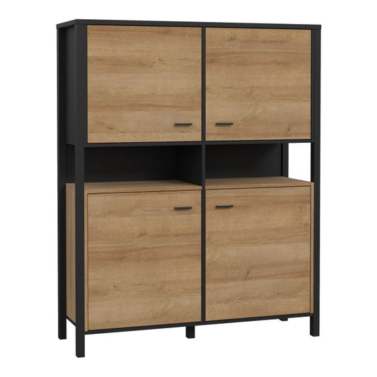 High Rock Storage Cabinet in Matt Black/Riviera Oak - NIXO Furniture.com