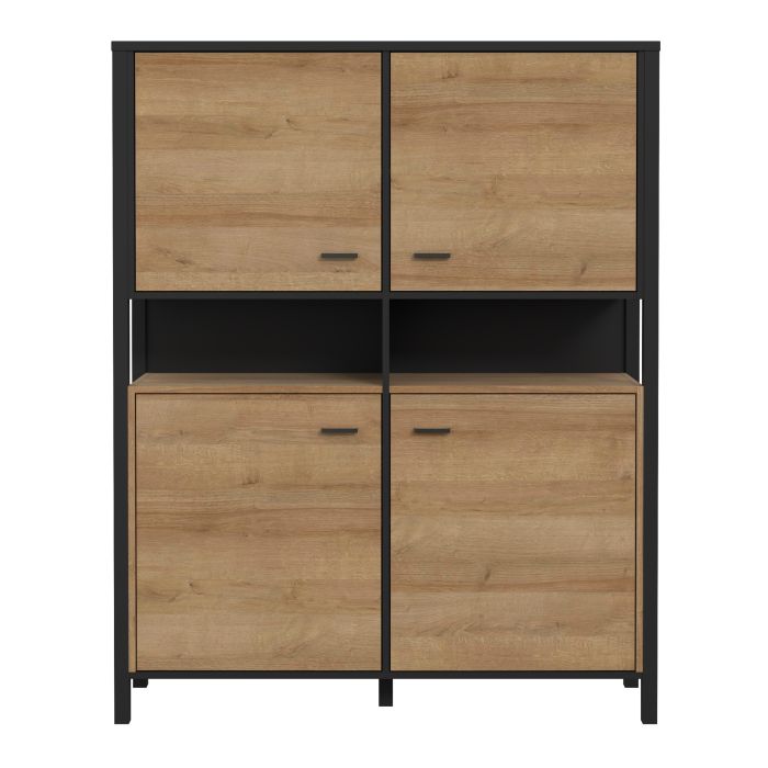 High Rock Storage Cabinet in Matt Black/Riviera Oak - NIXO Furniture.com