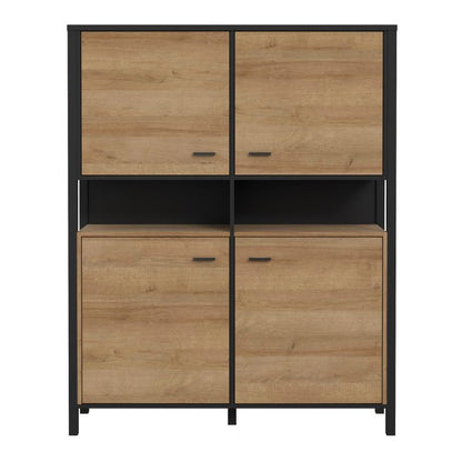 High Rock Storage Cabinet in Matt Black/Riviera Oak - NIXO Furniture.com