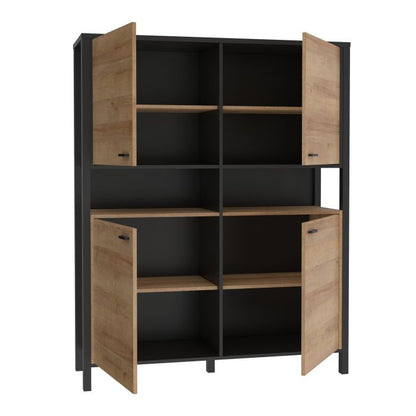 High Rock Storage Cabinet in Matt Black/Riviera Oak - NIXO Furniture.com