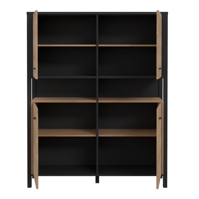 High Rock Storage Cabinet in Matt Black/Riviera Oak - NIXO Furniture.com