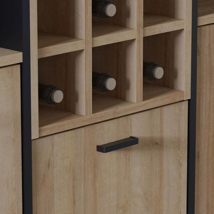 High Rock wide Shelf Unit in Matt Black/Riviera Oak - NIXO Furniture.com