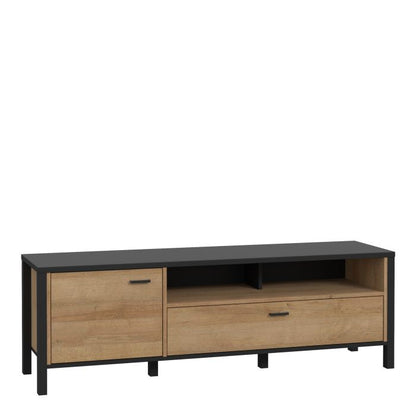 High Rock TV Unit in Matt Black/Riviera Oak - NIXO Furniture.com