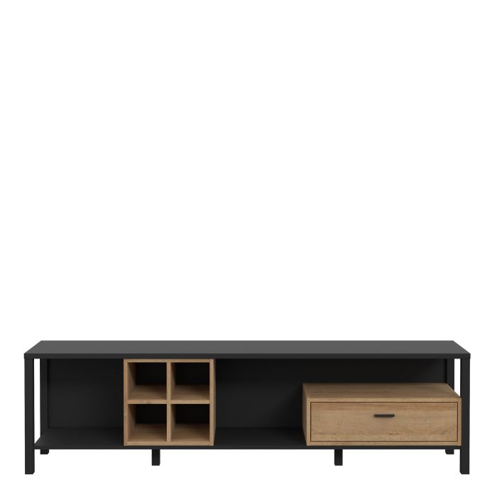 High Rock Wide TV Unit in Matt Black/Riviera Oak - NIXO Furniture.com