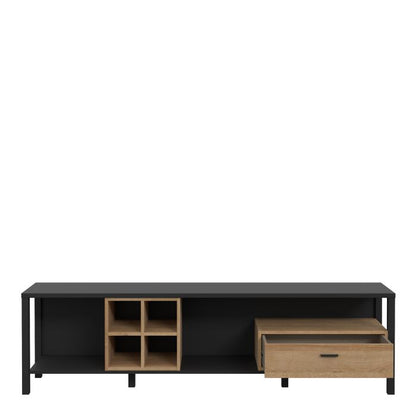 High Rock Wide TV Unit in Matt Black/Riviera Oak - NIXO Furniture.com