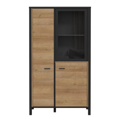 High Rock Small Display Cabinet in Matt Black/Riviera Oak - NIXO Furniture.com