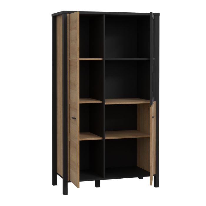 High Rock Small Display Cabinet in Matt Black/Riviera Oak - NIXO Furniture.com