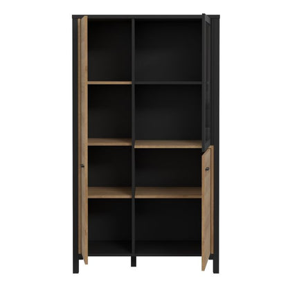 High Rock Small Display Cabinet in Matt Black/Riviera Oak - NIXO Furniture.com