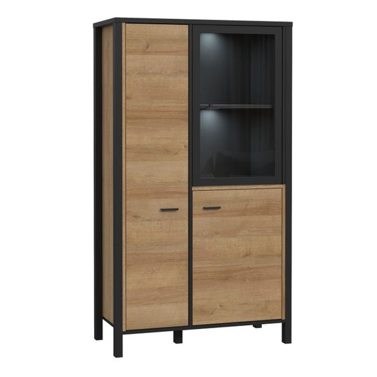 High Rock Small Display Cabinet in Matt Black/Riviera Oak - NIXO Furniture.com