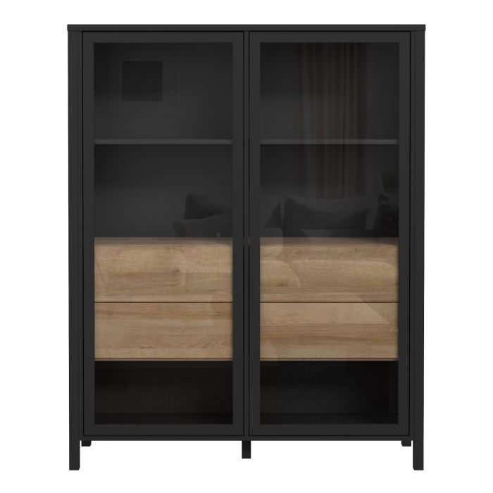 High Rock Extra Wide Display Cabinet in Matt Black/Riviera Oak - NIXO Furniture.com