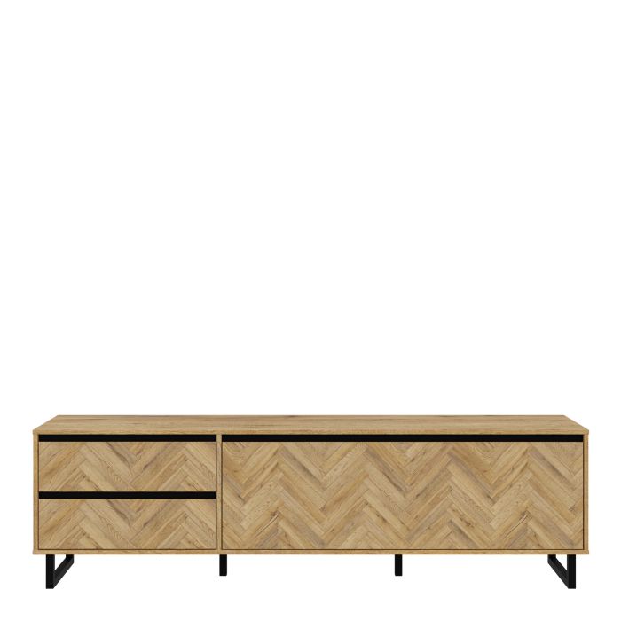 Nikomedes TV Unit in Spica Oak/Matt Black/Bartex Oak - NIXO Furniture.com