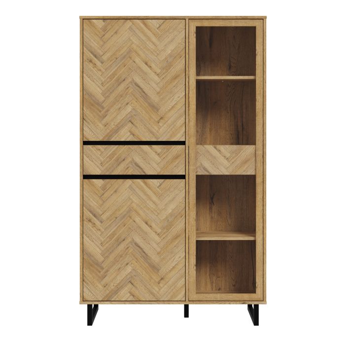 Nikomedes Display Cabinet in Spica Oak/Matt Black/Bartex Oak - NIXO Furniture.com