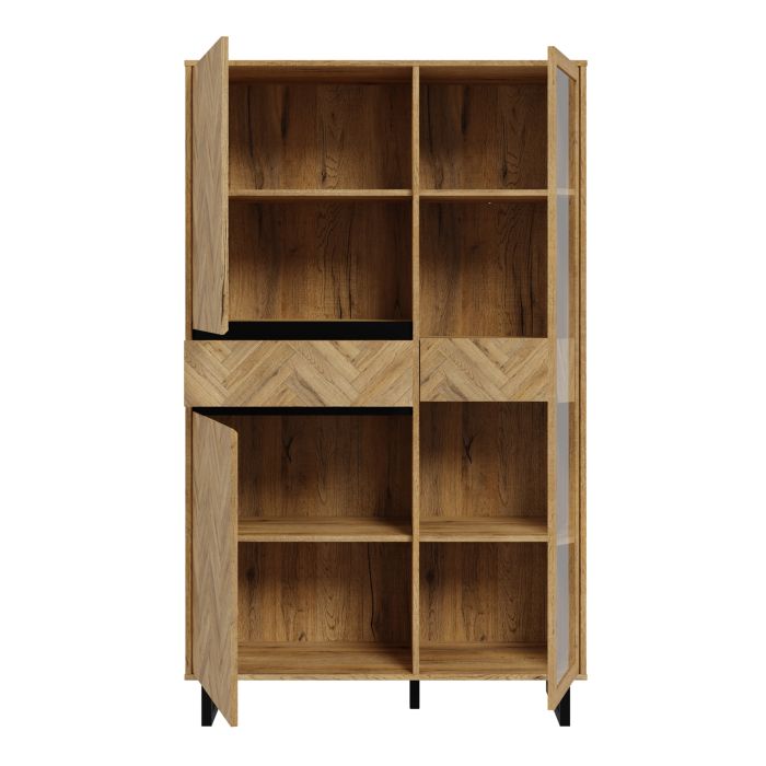 Nikomedes Display Cabinet in Spica Oak/Matt Black/Bartex Oak - NIXO Furniture.com