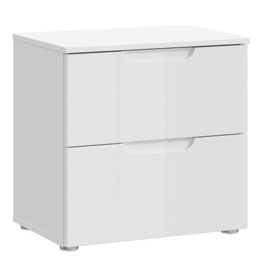 Sienna Bedside in White/White High Gloss - NIXO Furniture.com