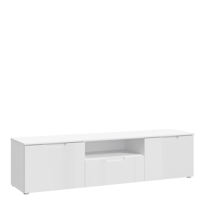 Sienna TV Unit in White/White High Gloss - NIXO Furniture.com