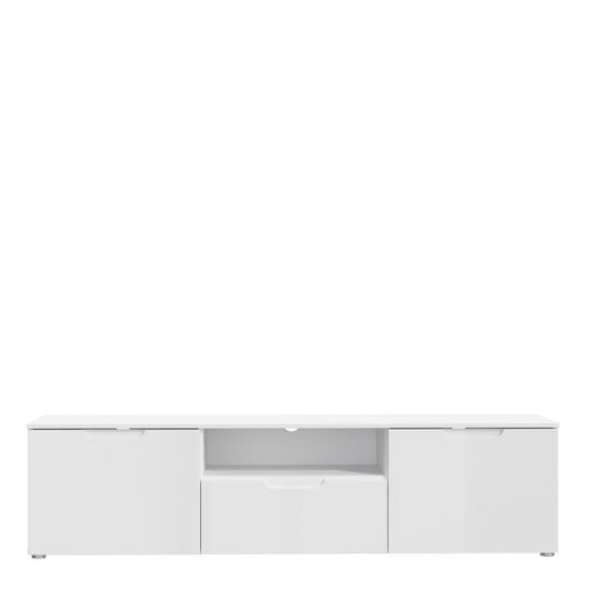 Sienna TV Unit in White/White High Gloss - NIXO Furniture.com