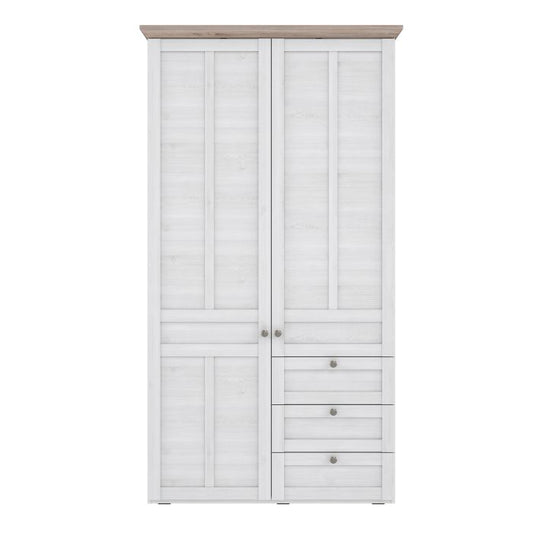 Illoppa 2 Door Wardrobe in Snowy Oak/Oak Nelson - NIXO Furniture.com