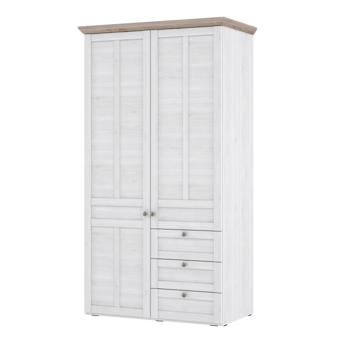 Illoppa 2 Door Wardrobe in Snowy Oak/Oak Nelson - NIXO Furniture.com