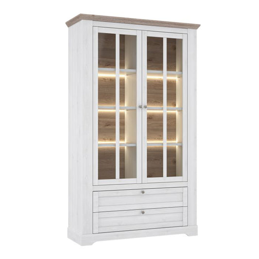 Illoppa Display Cabinet in Snowy Oak/Oak Nelson - NIXO Furniture.com