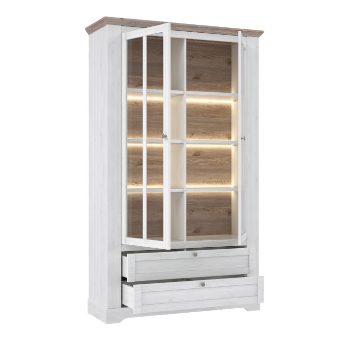 Illoppa Display Cabinet in Snowy Oak/Oak Nelson - NIXO Furniture.com