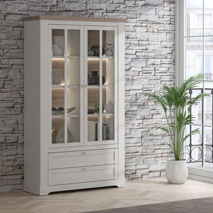 Illoppa Display Cabinet in Snowy Oak/Oak Nelson - NIXO Furniture.com