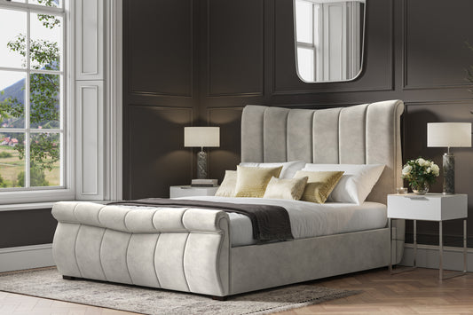 Bosworth Velvet Ottoman Lift-up Storage King Bed - NIXO Furniture.com