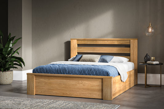 Charnwood Solid Oak Ottoman lift-up storage bed - NIXO Furniture.com