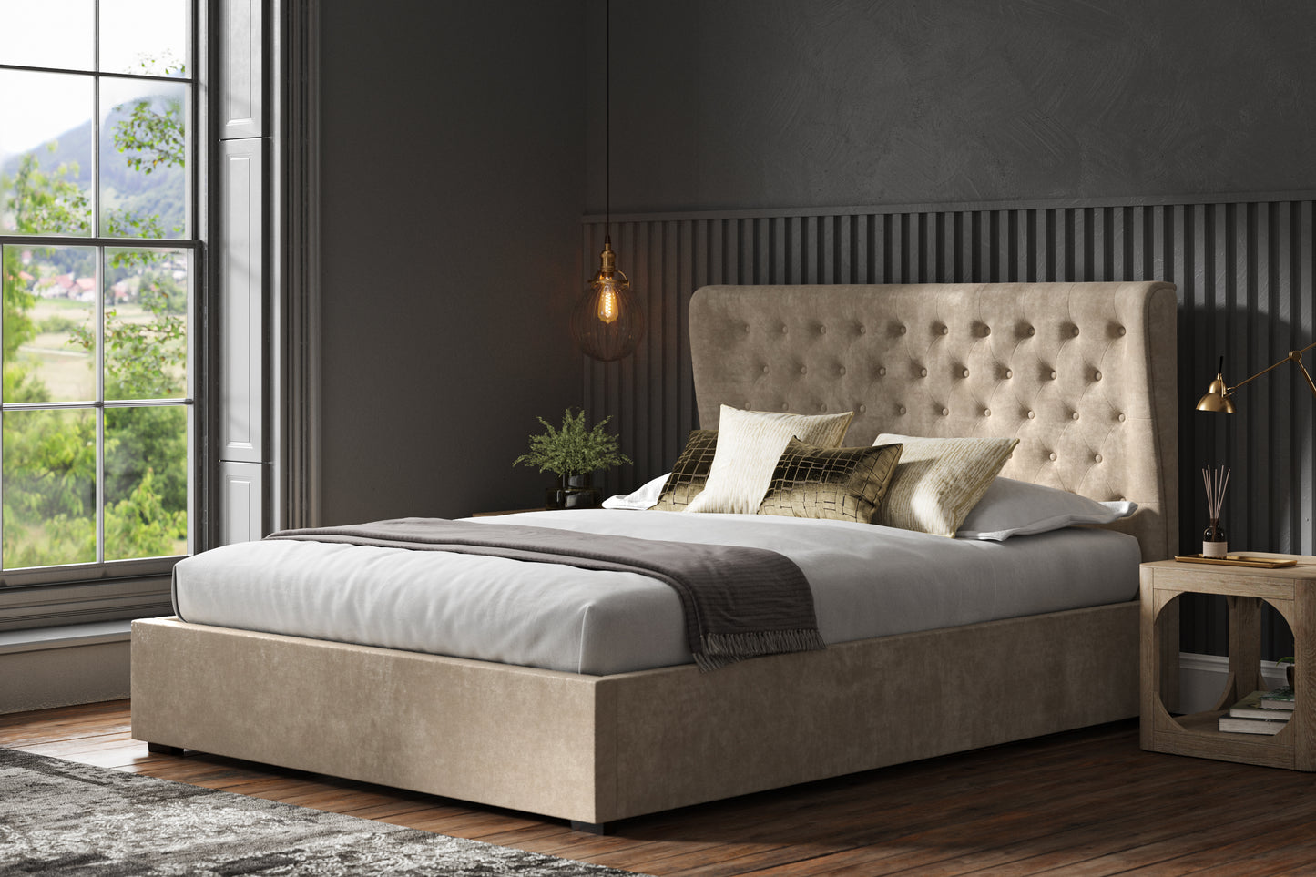Hampstead Fabric Ottoman Lift-up Storage Bed - NIXO Furniture.com