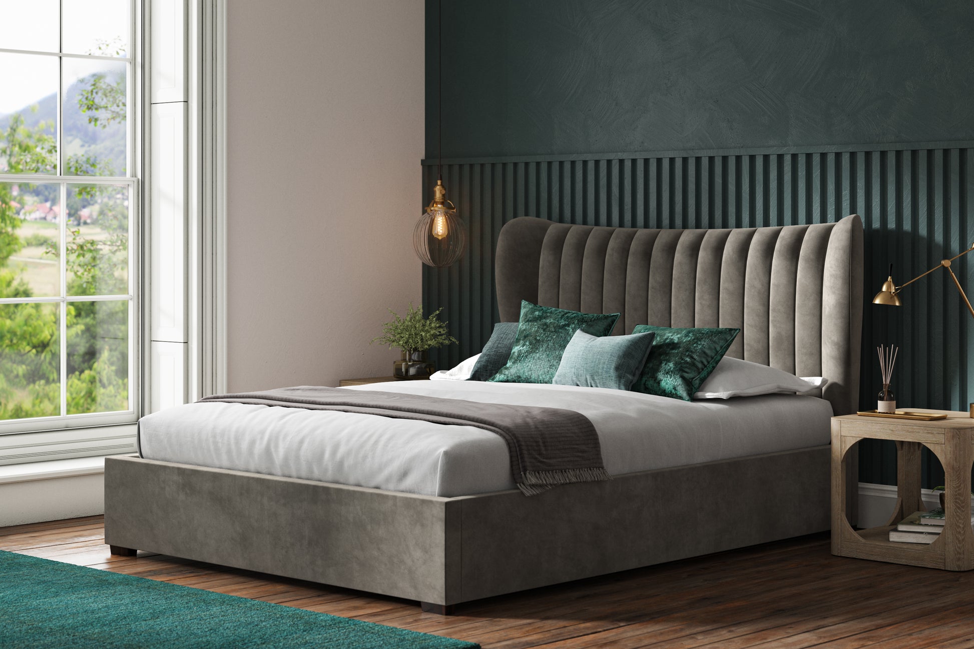 Harcourt Velvet Ottoman Lift-up Storage bed - NIXO Furniture.com