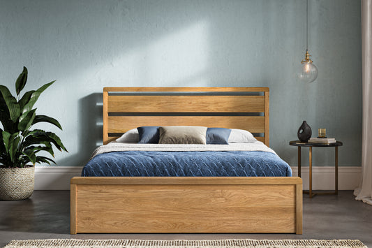 Modena Solid Oak Ottoman Lift-up Storage Bed - NIXO Furniture.com