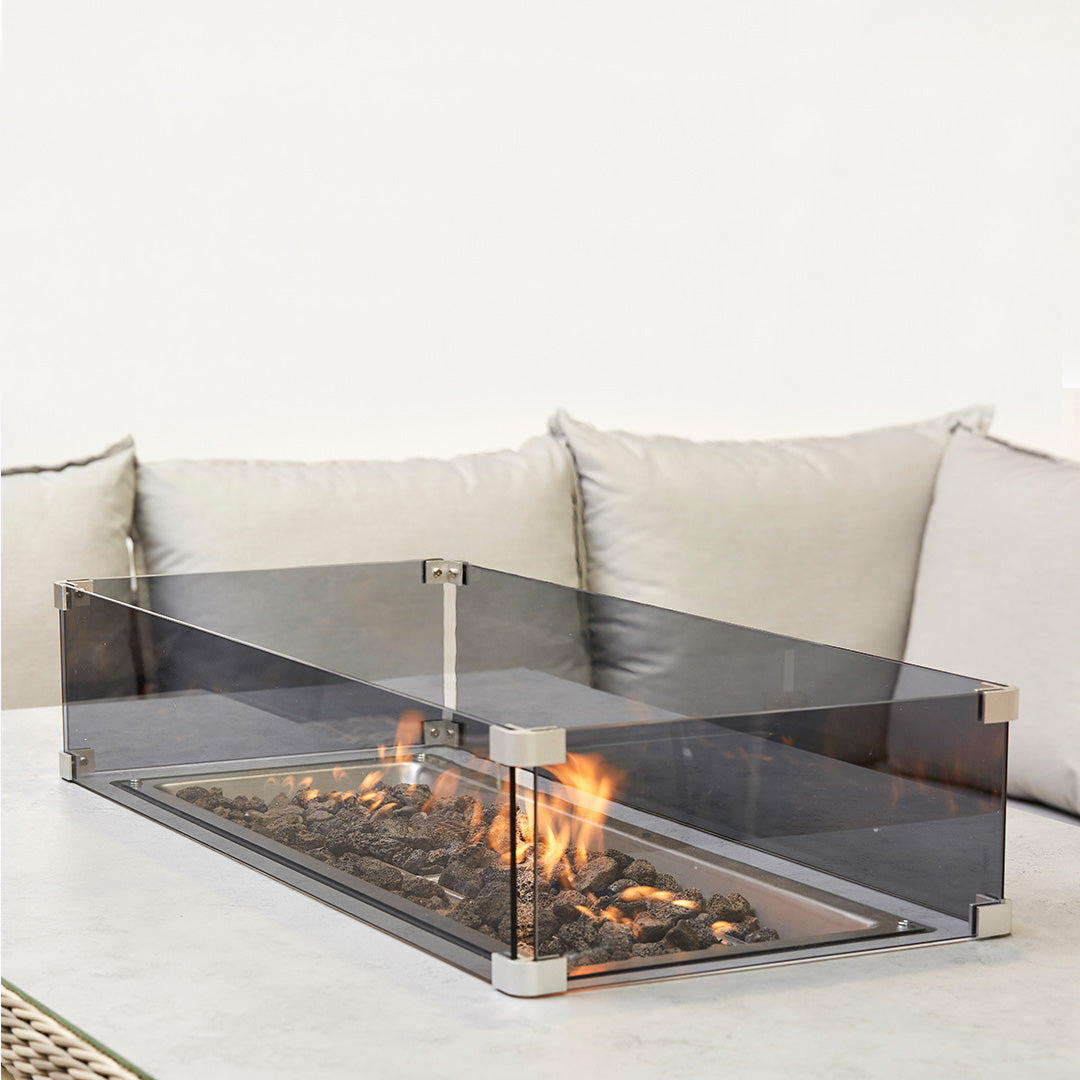 Corner Firepit Set with Rising Table, Armchair and Ice Bucket - NIXO Furniture.com